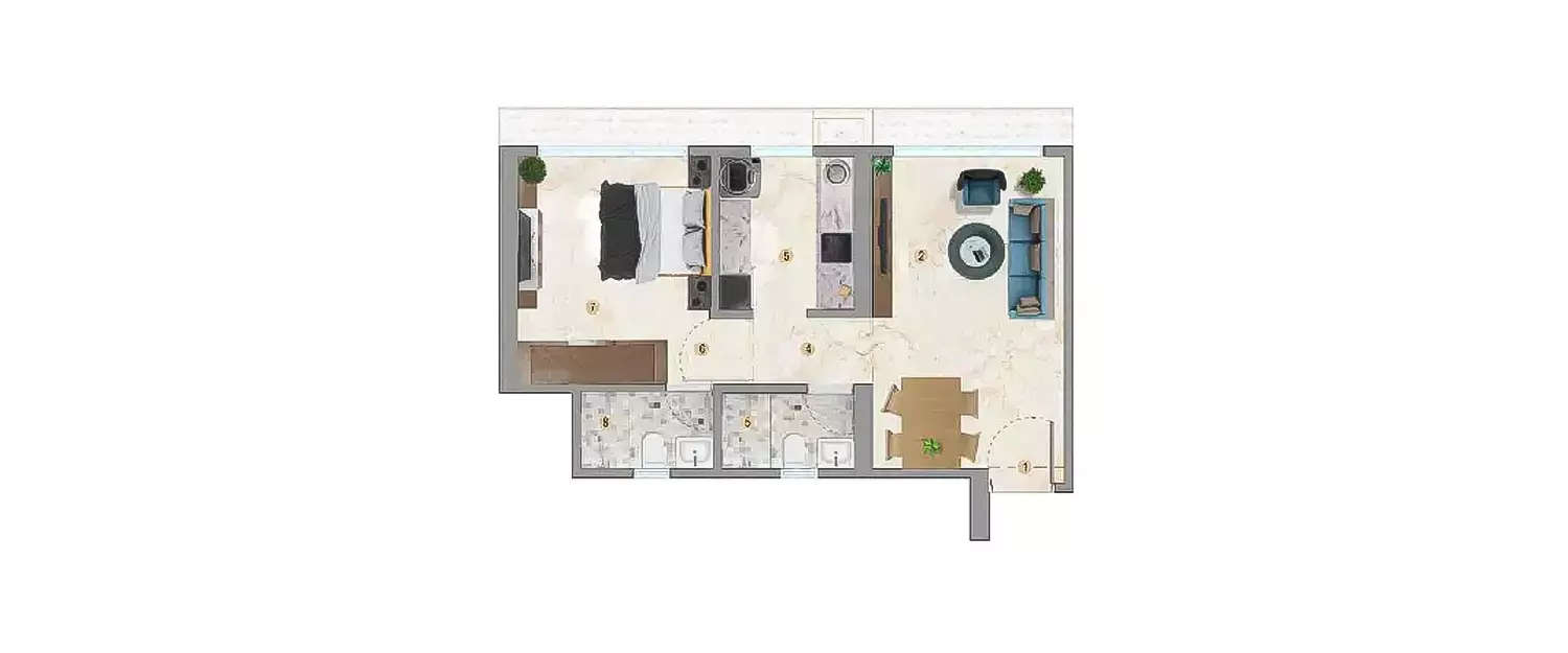 Floor plan for 1 BHK