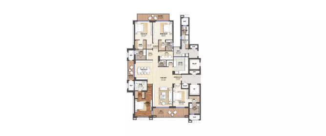 Shalimar One World Valencia Gomti Nagar - Floor plan 4 BHK 2324 Sq.ft
