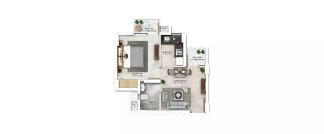 Paarth Humming Retreat Sarojini Nagar - Floor plan 1 BHK 294 Sq.ft