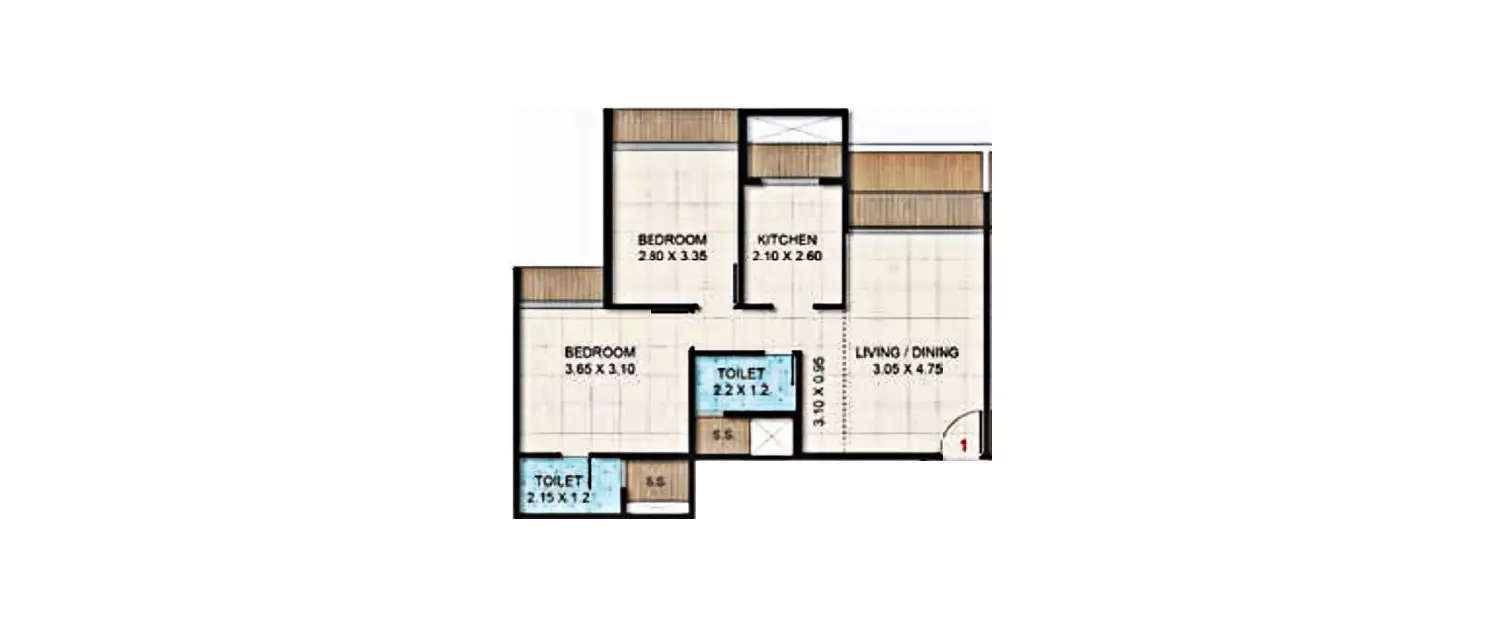 2 BHK Apartment 495 Sq.ft