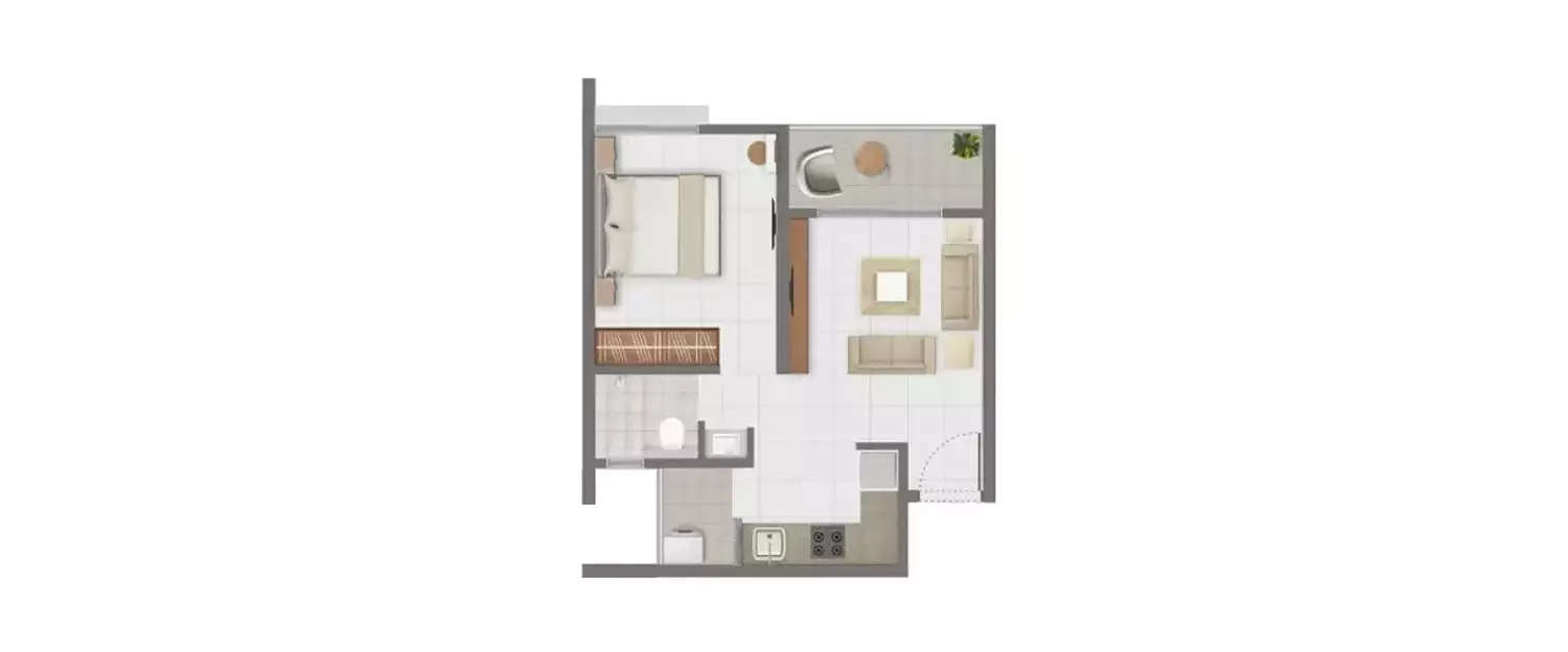 Floor plan for 1 BHK