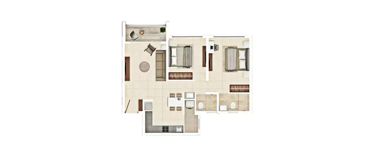 Floor plan for 2 BHK