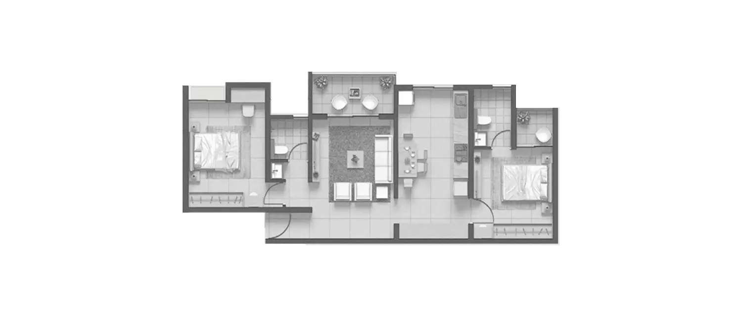 Floor plan for 2 BHK