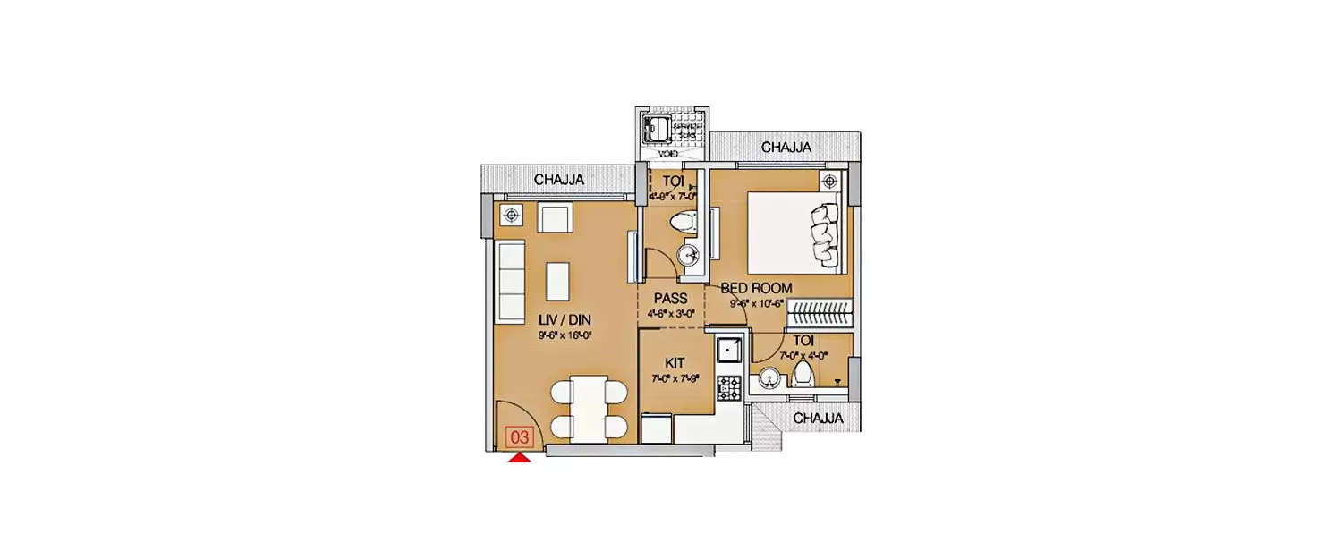 1 BHK Apartment 390 Sq.ft