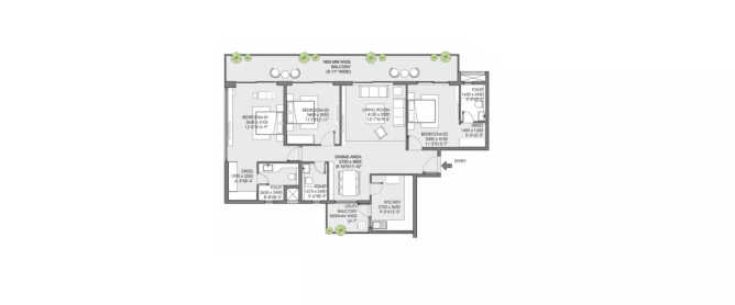 Eldeco Trinity Gomti Nagar - Floor plan 3 BHK 2245 Sq.ft