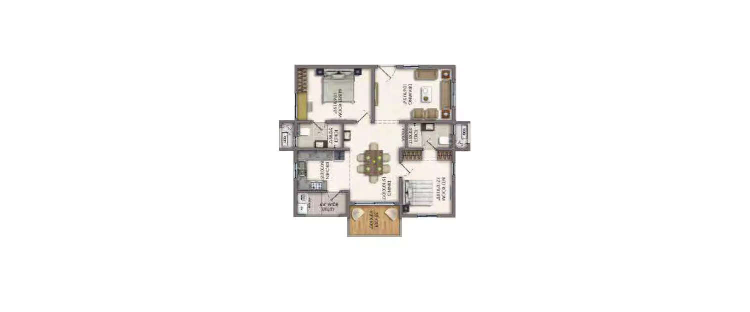 Floor plan for 2 BHK