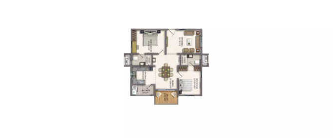 Radhey Skye Pati - Floor plan 2 BHK 1325 Sq.ft