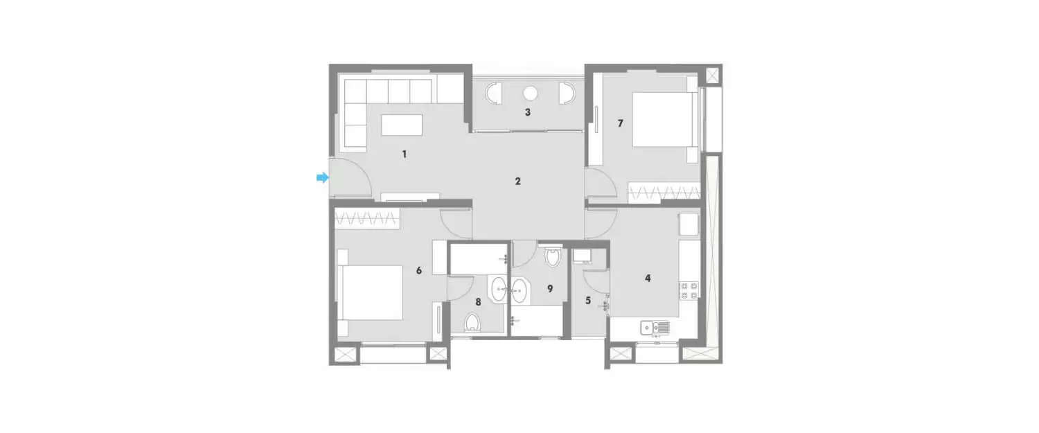 Floor plan for 2 BHK