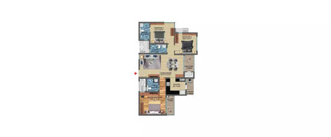 TVS Isle of Trees Rachenahalli - Floor plan 3 BHK 1499 Sq.ft