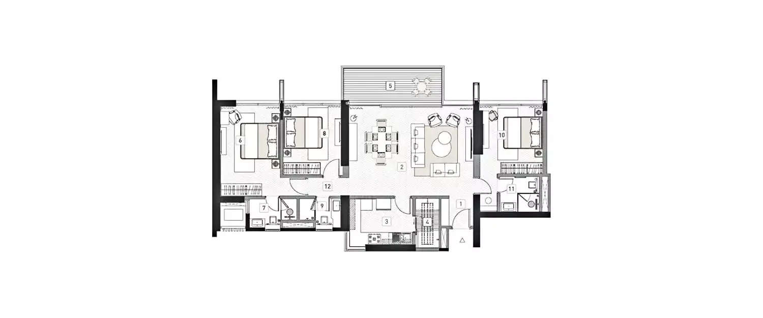 Floor plan for 3 BHK