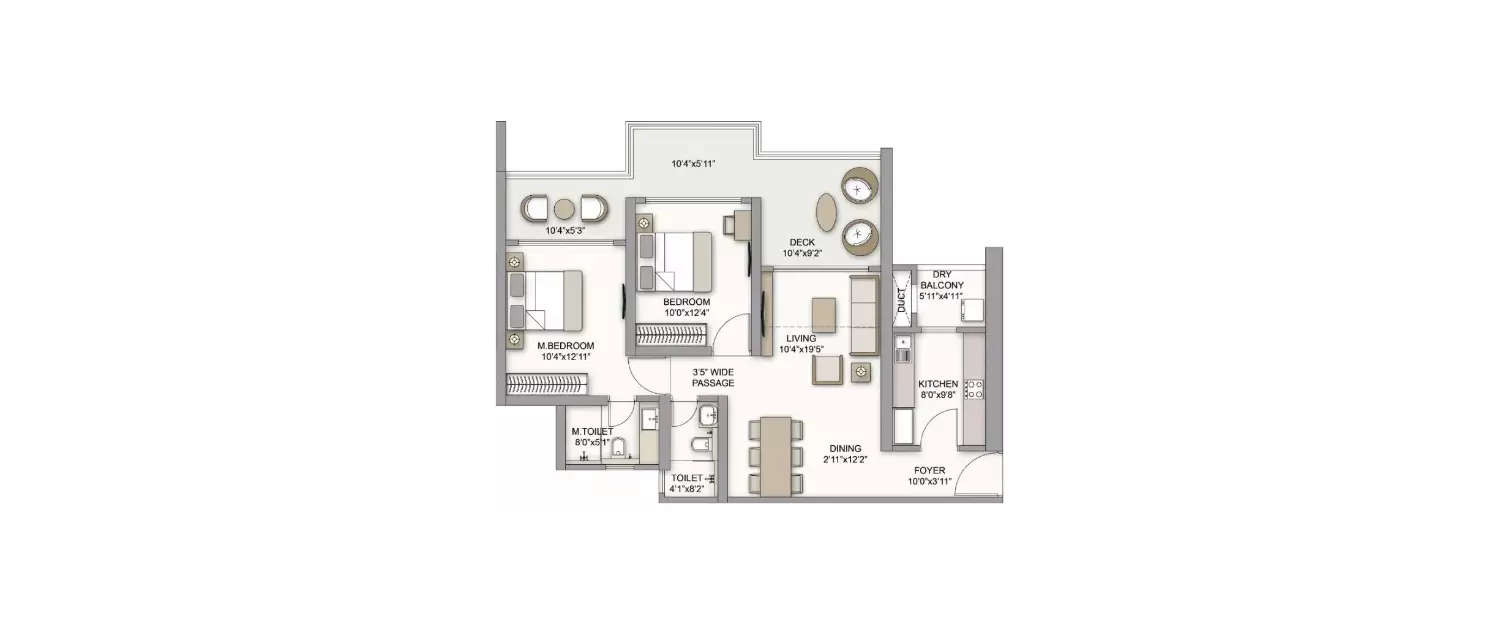 Floor plan for 2 BHK