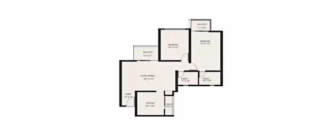 VTP Magnum Opus Mahalunge - Floor plan 2 BHK 673 Sq.ft