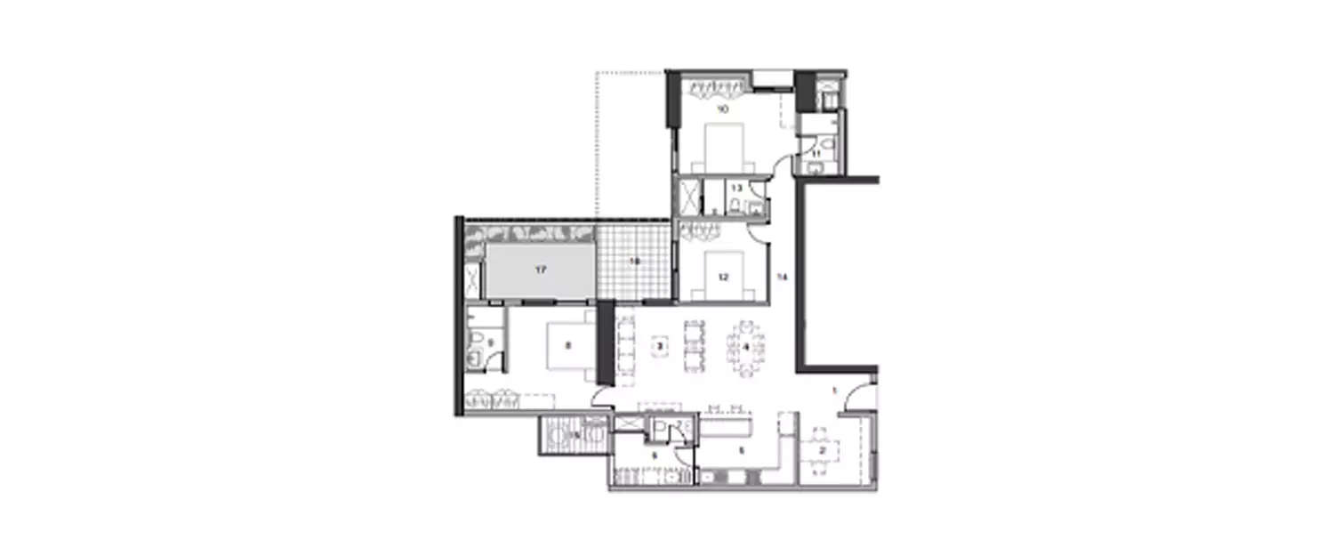 Floor plan for 3 BHK
