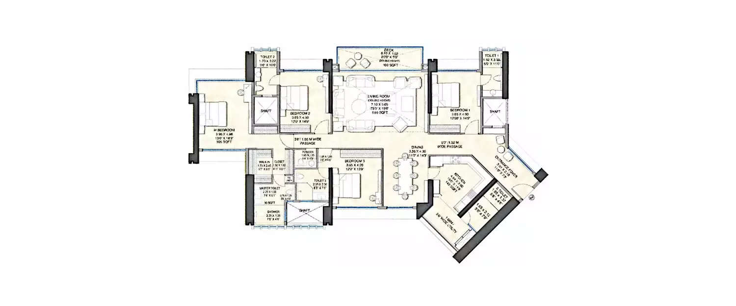 Floor plan for 4 BHK