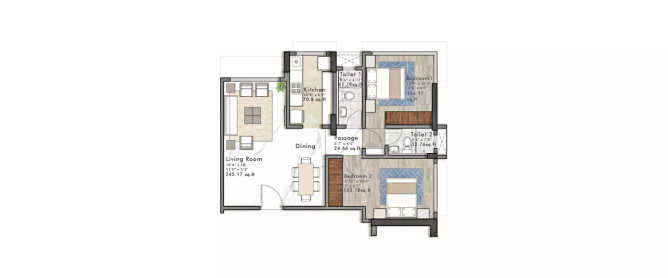 Sugee Tathastu Dadar - Floor plan 2 BHK 667 Sq.ft