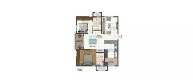 Brigade Citadel Moti Nagar - Floor plan 2 BHK  Sq.ft