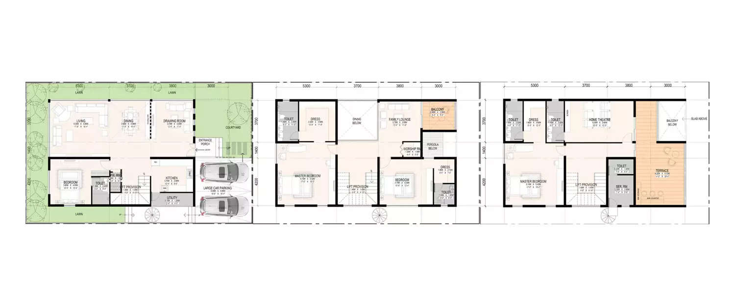 Floor plan for 4 BHK