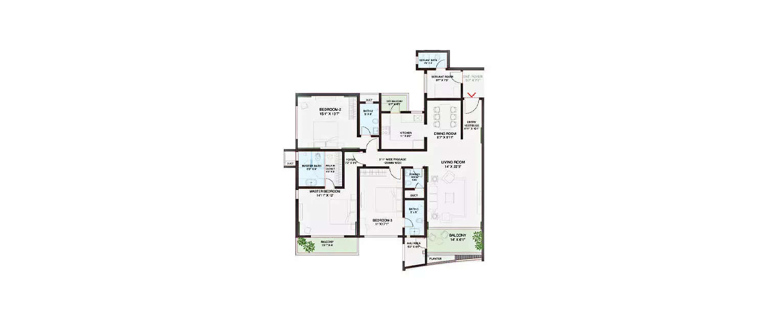 Floor plan for 3.5 BHK