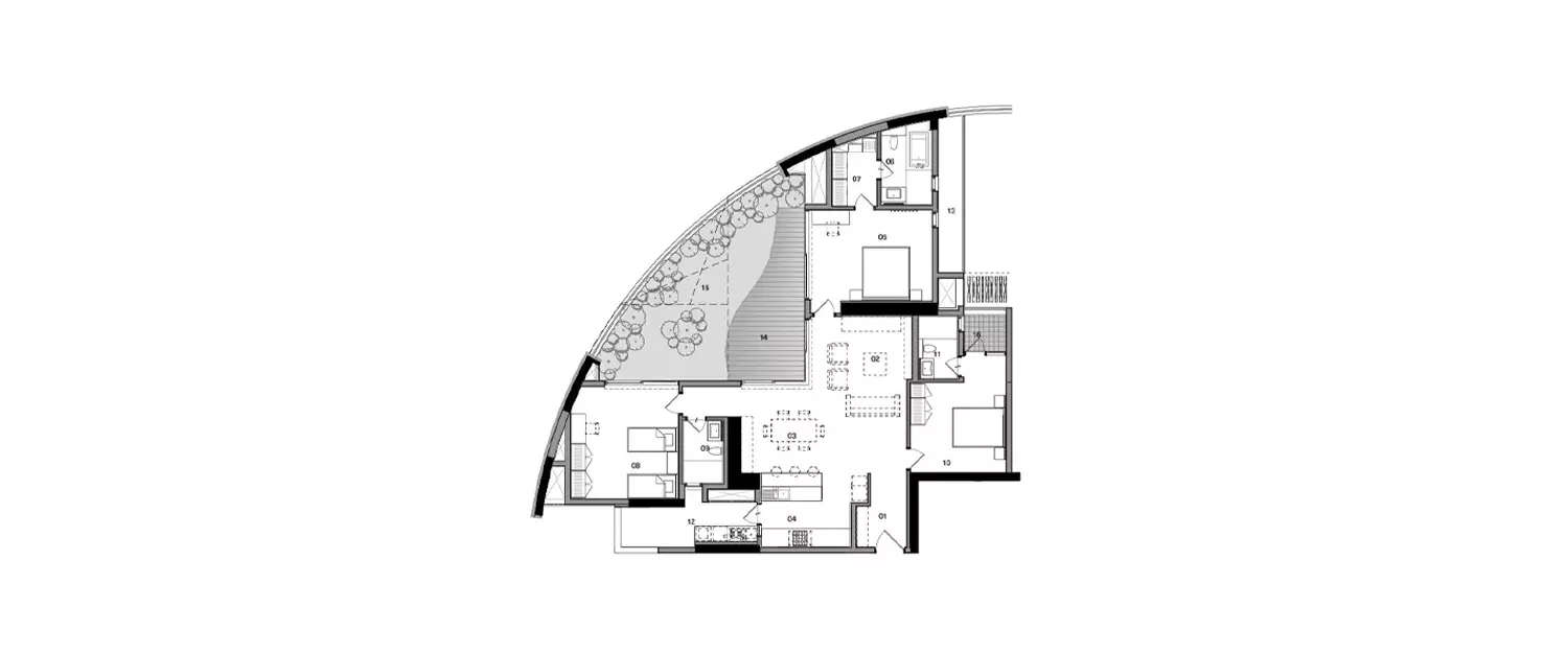 Floor plan for 3 BHK