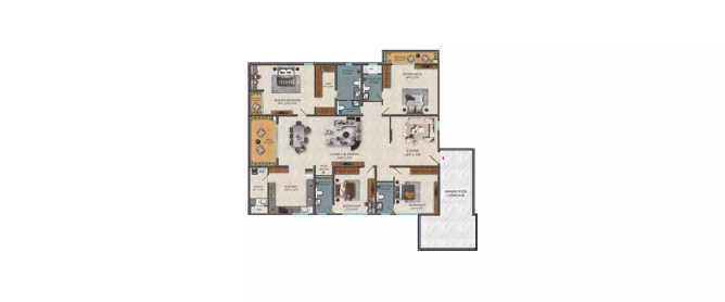 Sas Diamond Tower Financial District - Floor plan 4 BHK  Sq.ft