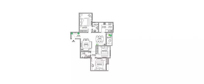 Assetz Marq 3.0 Whitefield - Floor plan 3 BHK 1013 Sq.ft