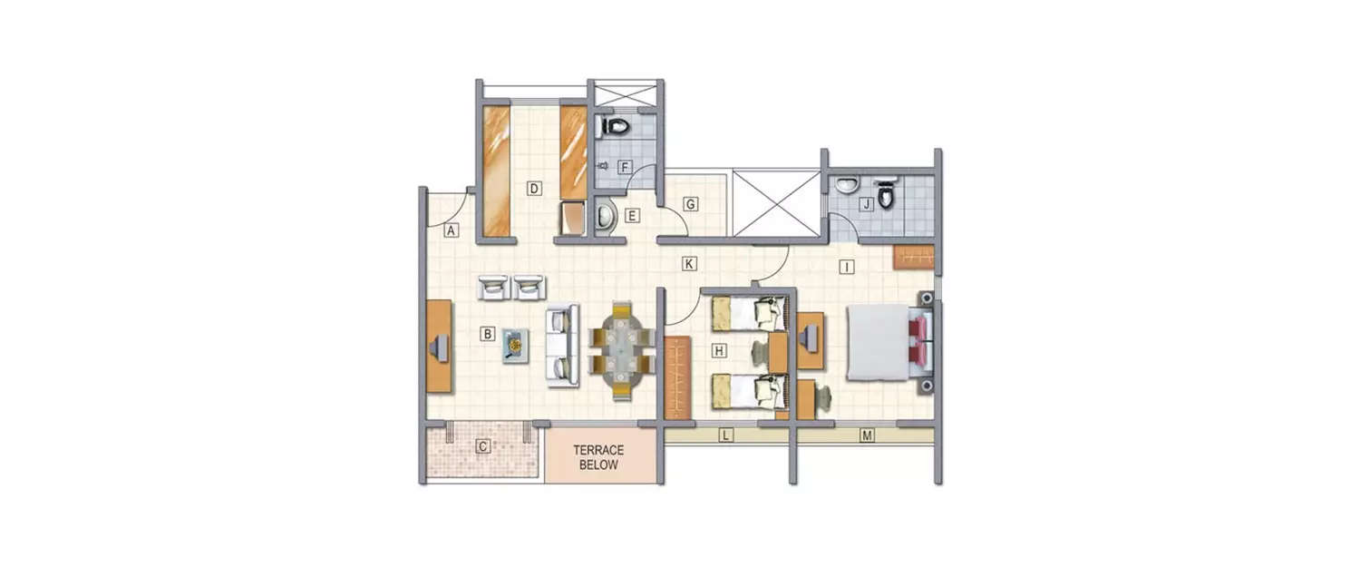Floor plan for 1 BHK