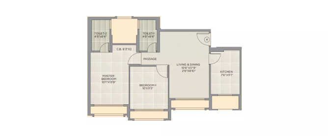 Hiranandani Delanna Ghodbunder Road - Floor plan 2 BHK 702 Sq.ft
