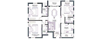 Pushkar Mullai Residences, 3 BHK-1500 Sq.ft