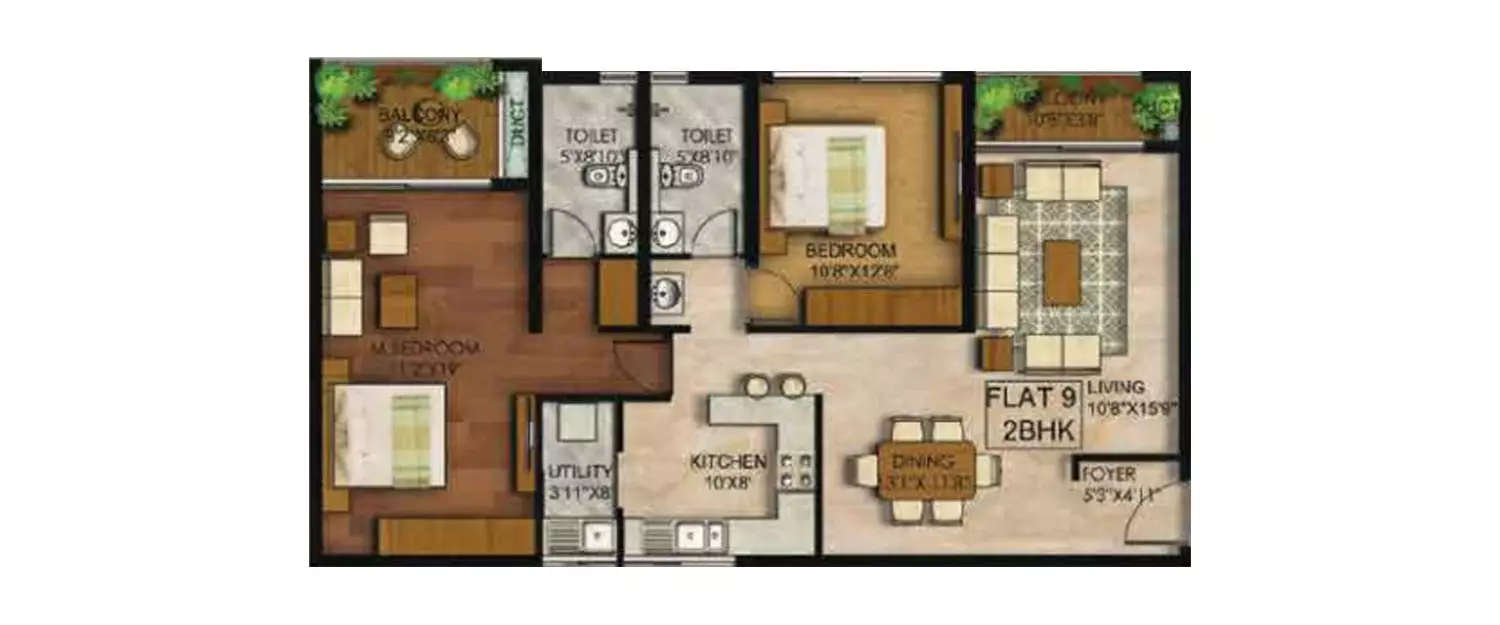 2 BHK Apartment 1591 Sq.ft