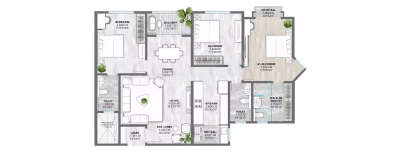 Goel Ganga Exquisite, 3 BHK-1272 Sq.ft