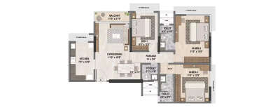 Ashar Navroze, 3 BHK-1119 Sq.ft