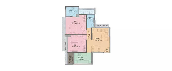 Ave Maria Dadar - Floor plan 2 BHK 712 Sq.ft