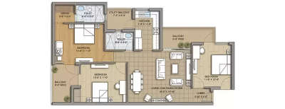 Supreme Melange, 3 BHK-1140 Sq.ft