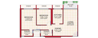 Juhi Empressa, 2 BHK-683 Sq.ft