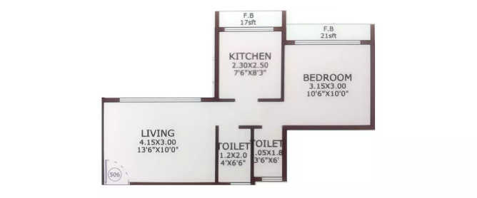 Juhi Serenity Ghansoli - Floor plan 1 BHK 286 Sq.ft