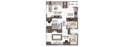Paradigm El Signora, 1.5 BHK-552 Sq.ft