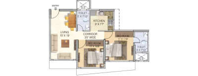 Tridhaatu Arista, 2 BHK-740 Sq.ft
