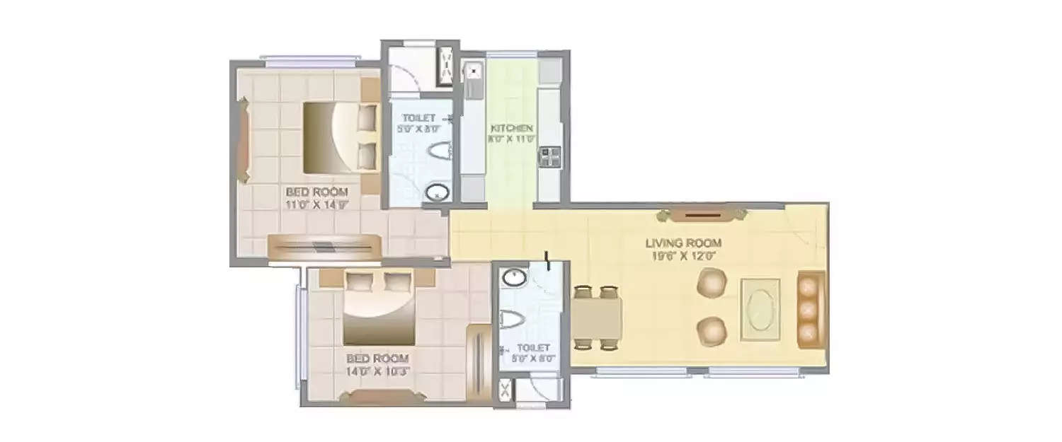 2 BHK Apartment 800 Sq.ft