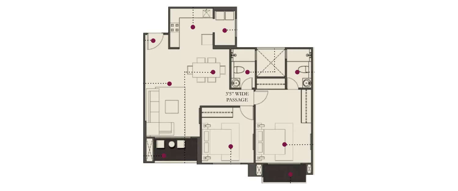 Floor plan for 2 BHK