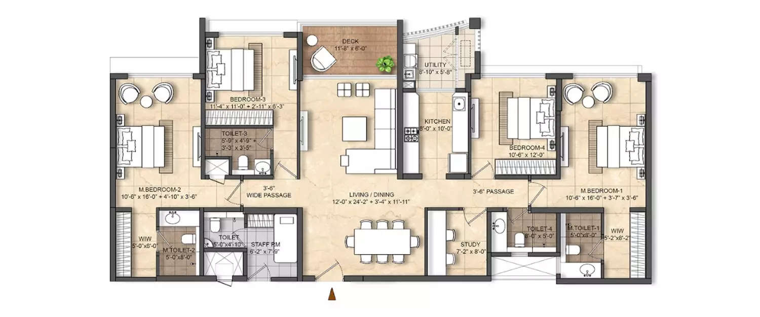 Floor plan for 4 BHK