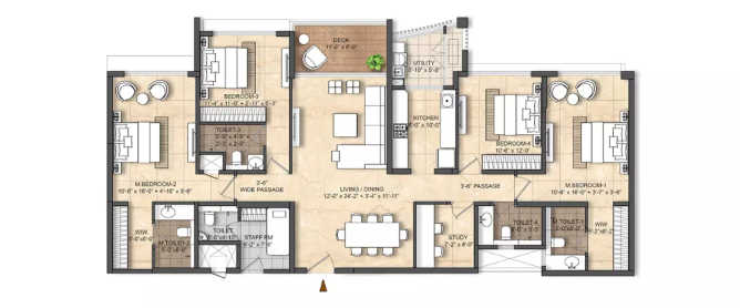 Lodha Cullinan Versova - Floor plan 4 BHK 4300 Sq.ft