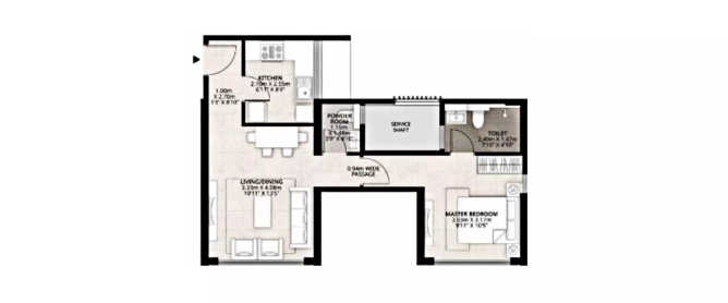 Mahindra Lokhandwala Kandivali Kandivali - Floor plan 1 BHK 450 Sq.ft