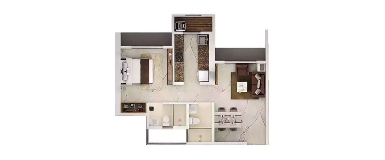 Floor plan for 1 BHK