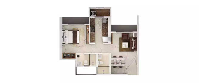 Vihang Valley Ghodbunder Road - Floor plan 1 BHK 430 Sq.ft