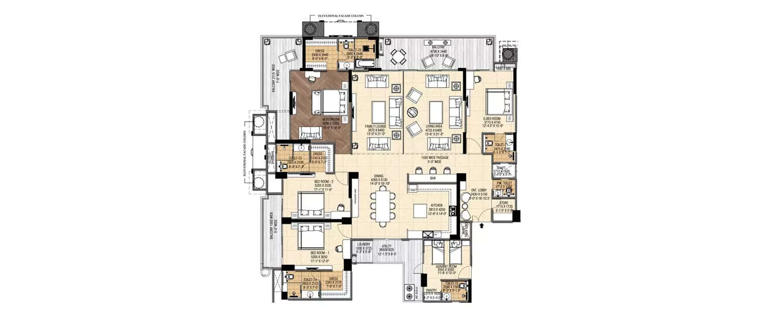 Floor plan for 4 BHK