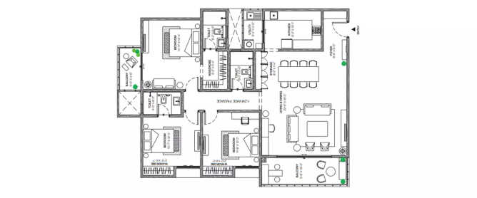 Assetz Bloom And Dell Doddabanahalli - Floor plan 3 BHK 1839 Sq.ft