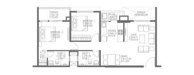Pharande Puneville, 2 BHK-728 Sq.ft