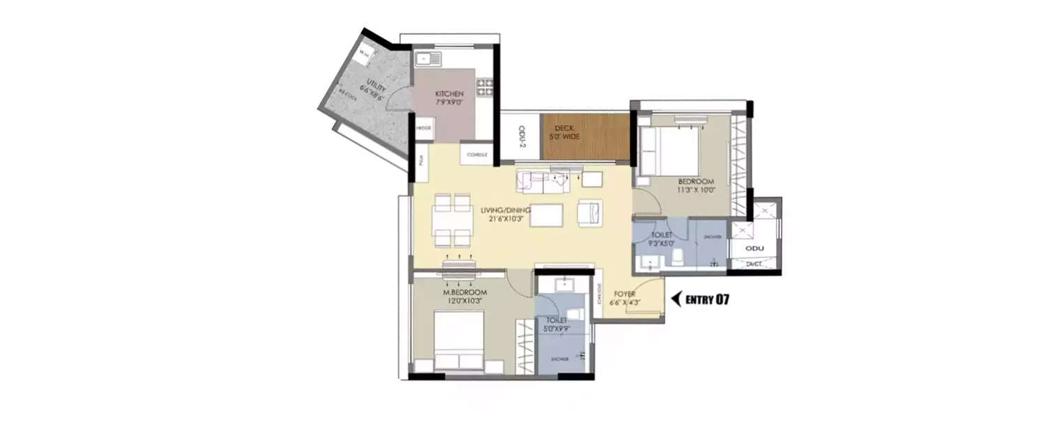 2 BHK Apartment 1277 Sq.ft