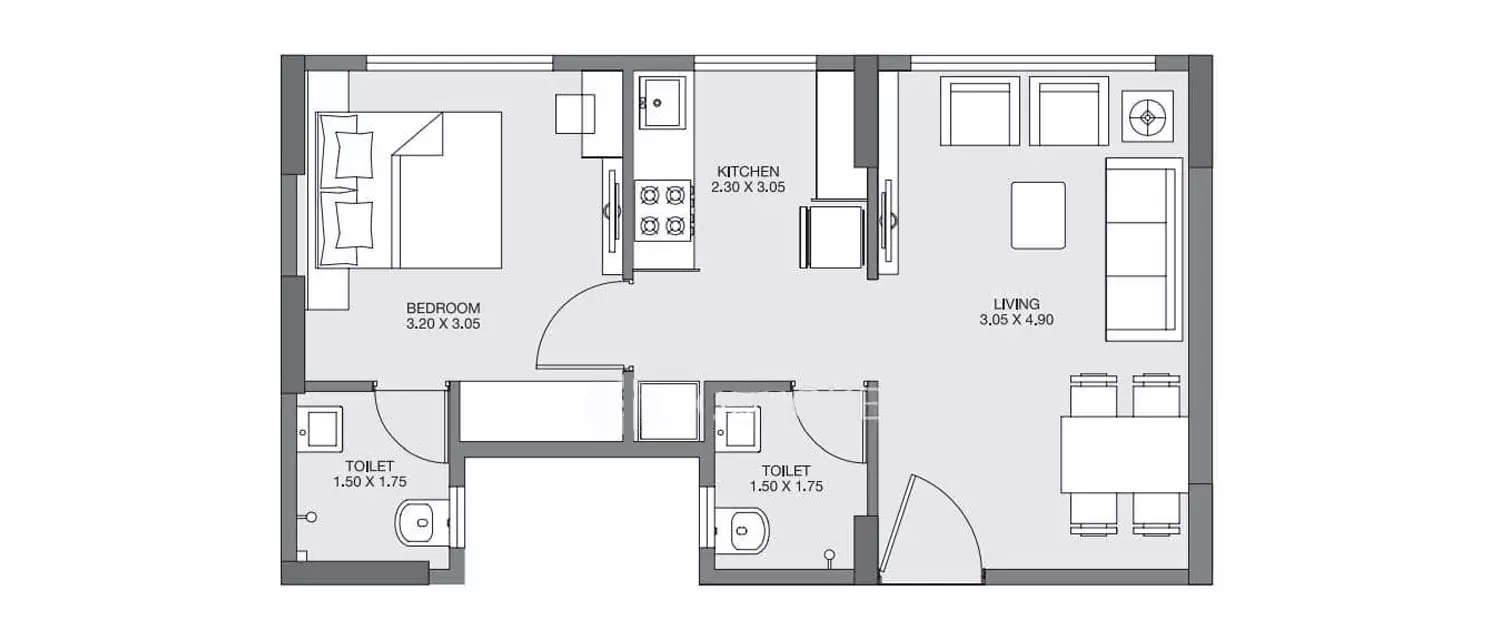 1 BHK Apartment 372 Sq.ft