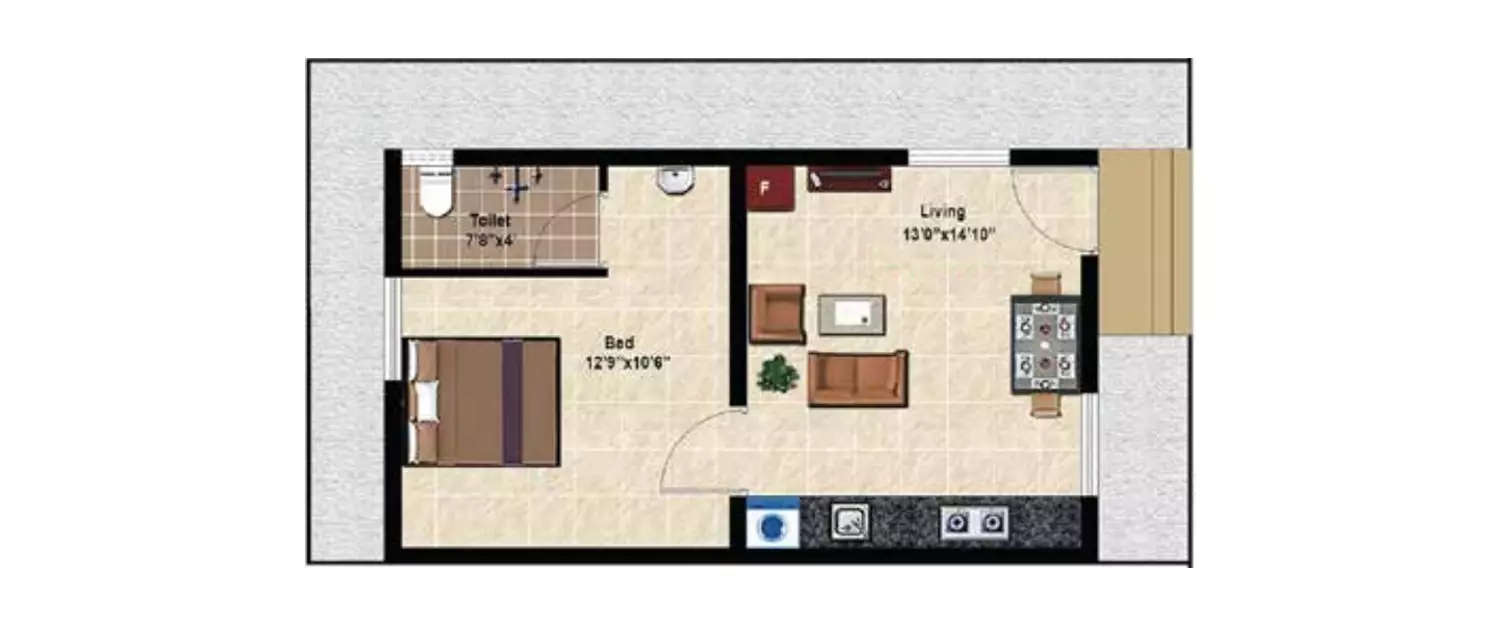 1 BHK Apartment 450 Sq.ft